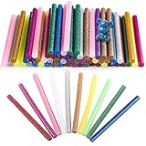 Heißklebesticks 100 Pcs, Bunte Heißklebestifte Klebstoff Heißkleber Sticks 7 x 100 mm Klebestifte, Transparent Glitzer Klebesticks Heißklebepatronen für Heißklebepistole Kunst DIY Handwerk - 11 Farb