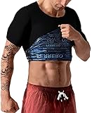 QZSH Herren Sauna-T-Shirt, Kompressions-Tank-Top, Gewichtsverlust, schlanker, Shirt, Fitnessstudio, Shapewear, Athletik, kurze Ärmel, Weste zum Wärmen, heißes Fett (BH6004-01WT-M)