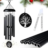 Smmapens Windspiel Garten, Gute Qualität Windspiele mit 6 Hohl Aluminiumrohre, 30.7' Windspiele Metall für Draußen Balkon Hofgarten, Zuhause Wohnkultur (2 Weiße Acrylstifte & Leere Karte)