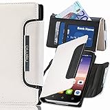 numia Huawei Ascend Y330 Hülle, Handyhülle Handy Schutzhülle [Book-Style Handytasche mit Standfunktion und Kartenfach] Pu Leder Tasche für Huawei Ascend Y330 Case Cover [Weiss-Schwarz]