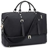 LEDAOU Damen Weekender Groß Reisetasche mit Schuhfach Herren Wasserdicht Handgepäck Frauen Schultertasch Sporttasche 55L Schw