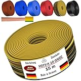 Von 5 bis 100m Aderleitung H07 V-K 10 mm² Schwarz, Braun, Dunkelblau, Grüngelb, Hellblau oder Rot Einzelader flexibel (Grüngelb, 15m)