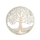 Baum des Lebens Wandkunst, Baum des Lebens Wanddeko Holz Ø 28 cm, Metall Stammbaum Deko Holz, Lebensbaum Holz Wand Deko, Spiritualität & Meditation, Feng Shui Esoterik Geschenk