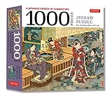 Tuttle Publishing A Japanese Garden in Summertime - 1000 Piece Jigsaw Puzzle: A Scene from The Tale of Genji, Woodblock Print (Finished Size 24 in X 18 in)