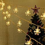 Weihnachten Schneeflocke Licht, 20 LED Batteriebetriebene Schneeflocken Lichterketten Winter Lichterkette Frohe Weihnachtsdekoration 10 Fuß