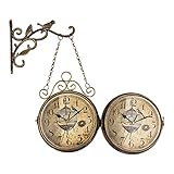 balikha VintageStyle Doppelseitige Metallwanduhr Büro Schlafzimmer Café Dek