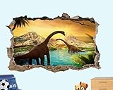 TJJS 3D Wandaufkleber Dinosaurier Brachiosaurus Wandaufkleber 3D Art Wandbild Büro Poster Dekoration W