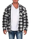 ZARMEXX Herren Thermohemd Karo Holzfällerjacke Arbeitsjacke mit Plüschfell Fleece Innenfutter Flanelljacke Kariert warm gefüttert Weiss XL(54)