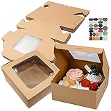 GIAK Cupcake Box Kraftpapier Karton Mit Sichtfenster Cupcake Boxen 24 Stk Mit Aufkleber Donut Box für Keksschachtel Mehlspeisenkarton Dessert Cupcakes Kraftpapier Box