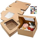 GIAK Cupcake Box Kraftpapier Karton Mit Sichtfenster Cupcake Boxen 24 STK Mit Aufkleber Donut Box für Keksschachtel Mehlspeisenkarton Dessert Cupcakes Kraftpapier Box