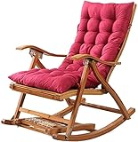 HAIKANGSHOP Liegestuhl Falten Hölzern Schaukeln Stuhl Draussen Sonne Lounger Stühle Komfortabel Garten Dick Gepolstert Liege Mit Fußmassage Zum Patio Strand Pool,Max.250kg