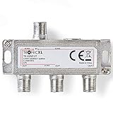 TronicXL 3fach F-Stecker Antennenverteiler 3-Fach DC-Durchlass TV Kabel Kabelfernsehen BK DVB-T2 zb für kompatibel mit Unitymedia Splitter HD tauglich 4K Sky Virgin Sat Sp