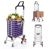 Devo Einkaufstrolley, Utility Faltbarer Einkaufswagen Wagen, Leichte Aluminiumlegierung 8 Räder Großer, Tragfähigkeit 50 kg, für Marktwäsche Treppensteigen Campingausrüstung oder Gartengeräte usw
