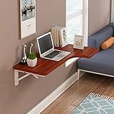BBZZ Eck-Tisch zur Wandmontage, klappbarer schwimmender Laptop-Schreibtisch, platzsparender Hängetisch für Arbeitszimmer, Schlafzimmer, Badezimmer oder Balkon, D 80 x 60 x 35