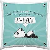 Hope und Gloria 45665 Baumwoll-Kissen mit Tier-Motiv Panda-Bär, Zier-Kissen mit Spruch Habe heute keine Verbindung zu meinem E-LAN, 40 cm x 40 cm, B