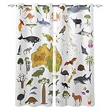 FTCAKET Gardine Ohne Bohren Tiere Gardine Küche Karten Kreativität Mit Ösen 2Er Set Vorhänge Für Wohnkultur Kinderzimmer Modern 117x137 cm /46x54