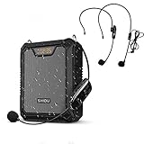 SHIDU Sprachverstärker 30W Bluetooth Lautsprecher mit drahtlosem UHF Mikrofon und kabelgebundenem Mikrofon Headset IPX6 Wasserdichtes wiederaufladbares PA System Power Bank für Lehrer, R