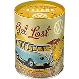 Nostalgic-Art - Volkswagen - VW Bulli T1 - Let's Get Lost - Spardose, Geschenke für VW Bus Fans, Sparschwein aus Metall, Vintage Sparbüchse aus B