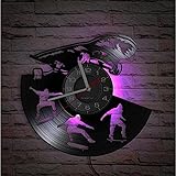 mbbvv Vinyl Schallplatte Wanduhr Skateboard Boy Clock Boy Room Skating Home Decor Clock Skateboard Street Sports Art Silent Quartz Clock