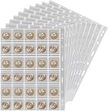 Münzhüllen für Münzen Aufbewahrung Münzalbum, 30 fächer 35mm Münzen Sammelalbum Münzblätter Münztaschen für Euro Sammlermünzen Silbermünzen Gedenkmünzen Marken Coin Penny Stamp Currency (12 Stück)