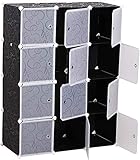 Kleiderschrank, Garderobenschrank Kunststoff Steckregal DIY Modular Schrank Regalsystem (12-kubus)