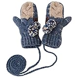 NJHGJ Handschuhe Winter Halfter Fäustlinge Vollfingerhandschuhe Winter Damen Verdickt Plus Samt Warme Strick