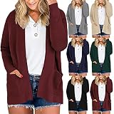ZYUD Cardigan Damen Lang Strickmantel Strickjacke Sweater Elegant Langarm Sweatshirt Langen Mantel Jacke Tops Outwear Casual Offen Pulllover Damen Herbst Winter Langarm Strickjack
