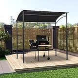 丨 丨Outsunny Grillpavillon mit Flammschutzdach, BBQ-Pavillon mit 10 Haken, Polyester, Schwarz, 218 x 138 x 216