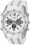 U.S. Polo Assn Sport Herren US9282 Silberfarbene Armbanduhr mit weißem Silikonb