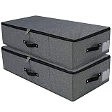 iwill CREATE PRO Faltbarer Unterbett-Aufbewahrungskorb [2er Pack] mit strapazierfähigem Stoff für Kleidung, Schuhe, Spielzeug, Decke, Tröster-Organizer-Behälter, Schwarz G