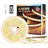 LUXEXPE COB LED Streifen , LED Strip 3M (1584 LEDs) , Dimmbarer LED Streifen , 528 LEDs/M , 24V Stromversorgung , Farbtemperatur 3000K , Mit Fernbedienung , Geeignet für TV, Küche, Kleiderschrank usw