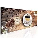 decomonkey Bilder Kaffee Küche 120x40 cm XXL 1 Teilig Leinwandbilder Bild auf Leinwand Vlies Wandbild Kunstdruck Wanddeko Wand Wohnzimmer Wanddekoration Deko Kochen Caffe Herz B