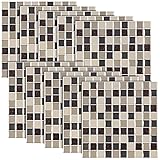 infactory Mosaik Klebefolie: Selbstklebende 3D-Mosaik-Fliesenaufkleber, 25,5 x 25,5 cm, 10er-Set (Klebefolie Fliesen)
