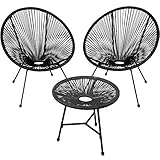 TecTake 800730 2er Set Acapulco Garten Stuhl mit Tisch, Lounge Sessel im Retro Design, Indoor und Outdoor, pflegeleicht, Relaxsessel zum gemütlichen Sitzen - Diverse Farben - (Schwarz | Nr. 403307)