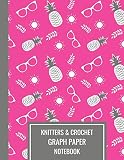 Knitters & Crochet Graph Paper Notebook: Knitting Notebook Pink Pineapple With Sun And Sunglasses Design Pattern, 4.5 Ratio, Large Blank Journal F