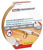 tesa doppelseitiges Montageband Powerbond SCHMAL, 2 x 5 m x 9