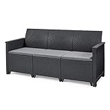 Koll Living Garden Lounge Sofa, 3-Sitzer - stilvolles Sofa in Rattan Optik - inklusive Sitzkissen - ergonomische Rückenlehne für maximalen Sitzk