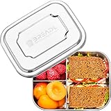 BREADL® Edelstahl Brotdose 1000ml, Spülmaschinenfest, BPA-frei, Trennwand und 3 Fächer, Lunchbox & Bento-Box für Kinder & Erwachsene für Schule, Arbeit, Uni, W