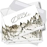 Trauer Danksagungskarten mit Umschlag | Motiv: Aquarell Berge, 10 Stück | Dankeskarten DIN A6 Set | Klappkarten-Trauerkarten Danksagung Danke sag
