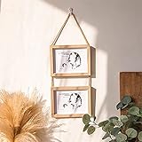 KAIHUI Wohnzimmer Wand Display Wand, Foto Wanddekoration, Wandspiegelrahmen, Massivholz Verbunden Zwei Fotorahmen, Einschließlich Hanf Seil Plexiglas 3.5x5 Inch(8.9x12.7cm)