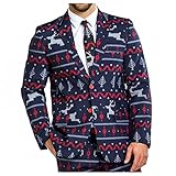 NHNKB Herren Weihnachten Sakkos Anzugjacken 2 Buttons Slim fit Weihnachten Sakko Blazer Anzug Jacke Partyanzug für Festlich Party Abend H