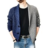 Herren Pullover Strickjacke Für Herbst Und Winter Nähen V-Ausschnitt Farbblock Mode Weiche Lose Große Größe XL