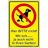 Schild Hier BITTE nicht Hinweisschild 300x200mm keine Hundetoilette, gelb, stabile Aluminiumverbundplatte 3mm stark