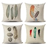 JOTOM Kissenbezug Kissenbezüge Dekokissen Fall Sofa Auto Platz Kissenhülle Home Bed Decor 45 x 45cm, 4er Set (Feder 2)