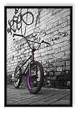 BMX Fahrrad Graffiti, Poster im Bilderrahmen / Format: 80x60cm / Kunstdruck g