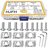 HJFH T Nut Mutter Nutenstein M3 M4 M5 Gewinde Hammermutter Hammerkopf Befestigungsmutter Nutmuttern Sortiment Kit mit Schrauben und Inbusschlüssel für 2020Typ Aluminium Profile(183 Stück)