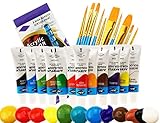 UGUI Acrylfarben Set,12x12ml Acrylfarben+10pcs Künstlerpinsel, Wasserfeste Acryl Farben für Leinwand, Ideal für Steine Holz und Papier, für Kinder Erwachsene B