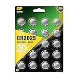 GP Lithium Knopfzellen CR2025 3V, Knopfbatterien CR 2025 Spannung 3 Volt, (20 Stück Batterien CR2025, einzeln entnehmbar)