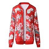 TOPKEAL Dick Jacke Warm Reißverschluss Oben Mantel Damen Herbst Winter Sweatshirt Hoodie Beiläufig Pullover Outwear Coats Mode Tops (Large,Rot)