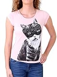 Madonna T-Shirt Damen FIEN Sweet Kitty Rückenteil aus Spitze MF-406989 Rosa XL